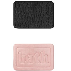 Unique Bargains 2Pcs Memory Foam Water Absorbent Quick Dry Non-Skid Bottom Soft Bathroom Rugs - 1 of 4