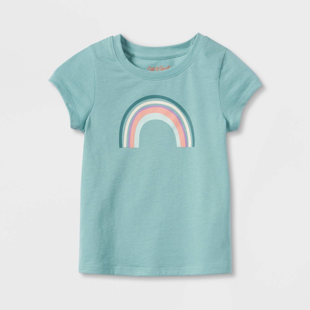 Toddler Girls' Rainbow Short Sleeve Graphic T-Shirt - Cat & Jack Green 4T