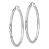 Black Bow Jewelry 3mm x 50mm 14k White Gold Textured Round Hoop Earrings - 2 of 4