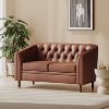Christopher Knight Home Cantrell Faux Leather Tufted Loveseat cognac Brown/Espresso - 2 of 4