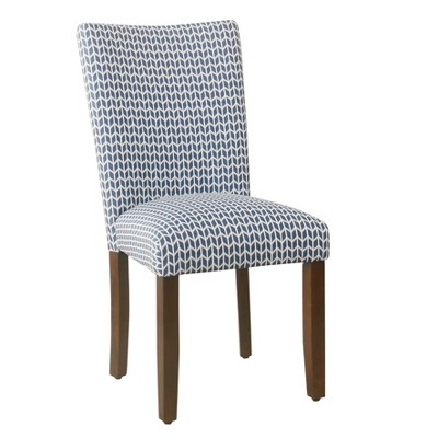 Blue Geometric Faux Leather Parsons Side Chair Set
