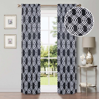Scrolling Ribbon Trellis Room Darkening Semi-Blackout Curtains, Set of 2 by Blue Nile Mills