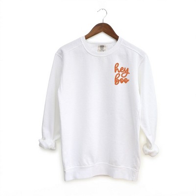 Simply Sage Market Women's  Garment Dyed Graphic Sweatshirt Embroidered Hey Boo Mini