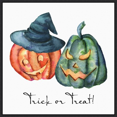 22" x 22" Trick or Treat Jack o Lanterns Portfolio Framed Wall Canvas - Amanti Art