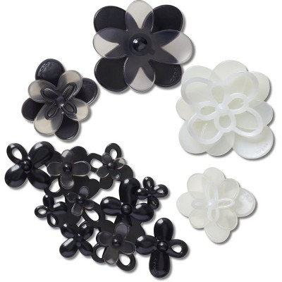 Crocs Jibbitz Blooming Black & White Floral Shoe Charms 5pk