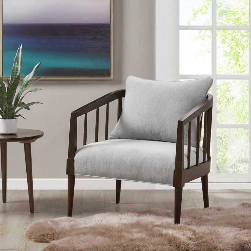 Wilbur Spindle Accent Armchair with Removable Back Pillow Light Gray - Madison Park, 2 of 11