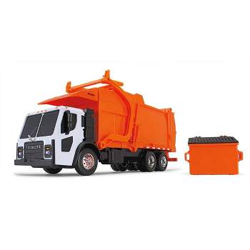 First Gear 1/25 White/Orange Mack LR Garbage Truck w/ McNeilus Meridian Loader & Dumpster (Includes Lights & Sounds!) DCP 70-0625