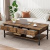 41 in Coffee Table with 2 Drawers & Open Shelf, Vintage Farmhouse Rectangle Center Table - 2 of 4