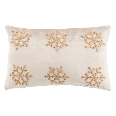 Beige Snowflake Christmas Throw Pillow