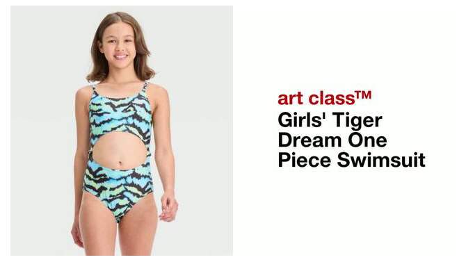 Girls' Tiger Dream One Piece Swimsuit - art class™, 2 of 5, play video