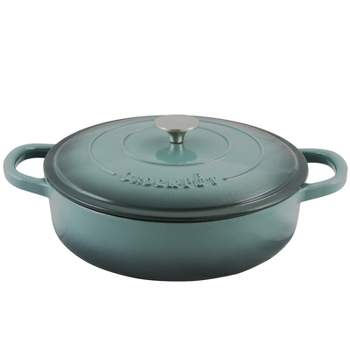 Crock Pot Artisan Enameled 5 Quart Cast Iron Round Braiser Pan with Self Basting Lid in Slate Grey