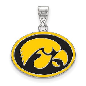 Black Bow Jewelry Sterling Silver Iowa Hawkeyes NCAA Medium Pendant - 1 of 3