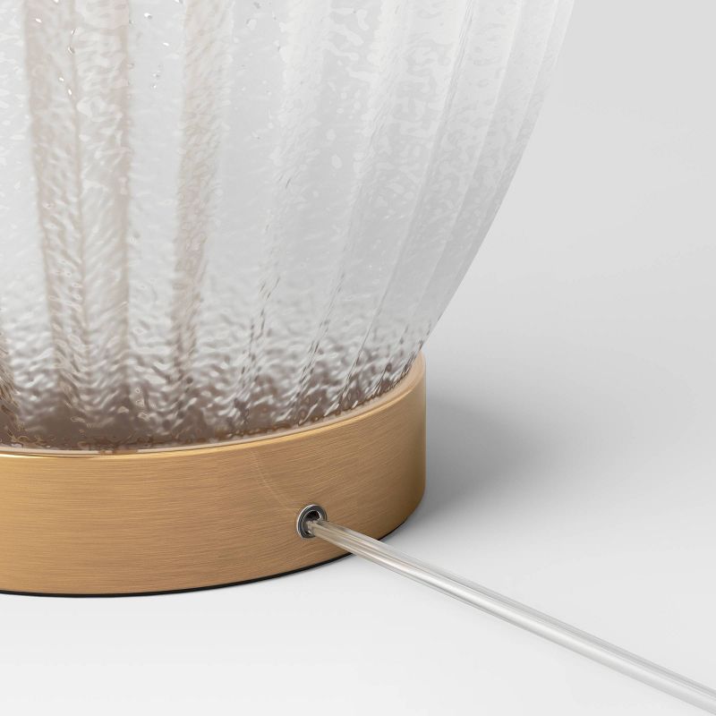 Large Ribbed Glass Lamp Base Clear - Threshold™, 4 of 10
