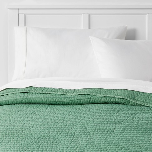 King Garment Washed Microfiber Quilt Light Green - Room Essentials