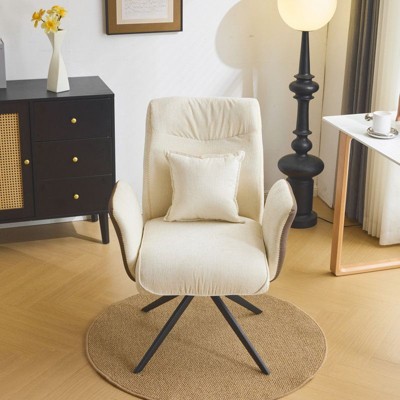 Karl Home | 28.3 inch BeigeChenille Dovetail Swivel Office Chair
