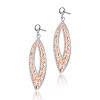 Guili Sterling Silver Two-Tone Elongated Oval Dangling Earrings, Designed for a Unique Sophisticated Look, Perfect for Adding Modern Charm - 2 of 3