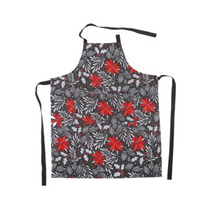 C&F Home Red Poinsettia Print on Black Background Cotton Christmas Cooking Apron, One Size Fits Most, 29 x 34 in. - 1 of 4