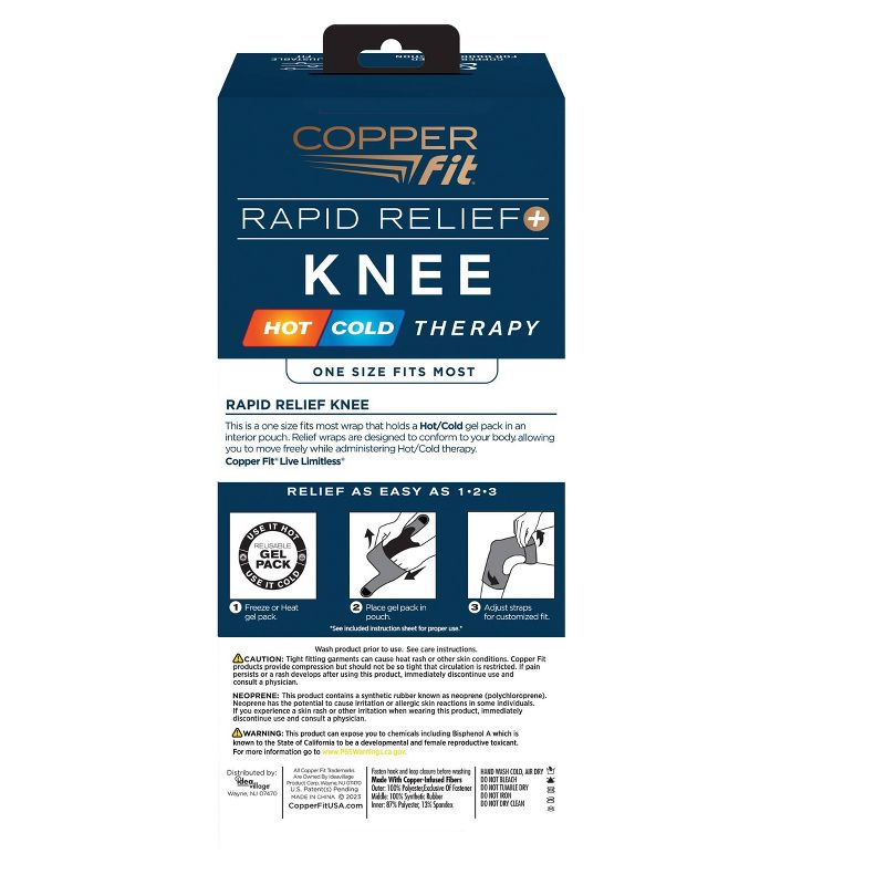 Copper Fit Rapid Relief Knee Wrap - Black, 3 of 7