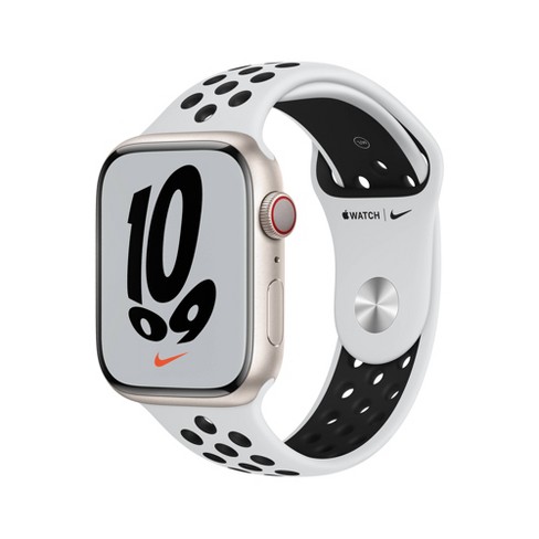 Apple Watch Nike Series 7 GPS + Cellular, 41mm Starlight Aluminum Case with  Pure Platinum/Black Nike Sport Band