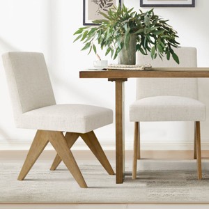Set of 2 Modern Upholstered Dining Chairs, Armless Accent Side Chairs with Angled Wood Legs for Kitchen, Dining Room or Living Room - Panipeachy - 1 of 4