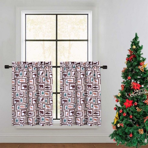 Christmas Small Kitchen Tier Curtains And Valanve With Animals Print Target