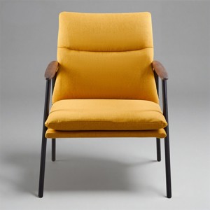 Art Leon Contemporary Retro Fusion Accent Armchair with Wooden Armrest - 1 of 4