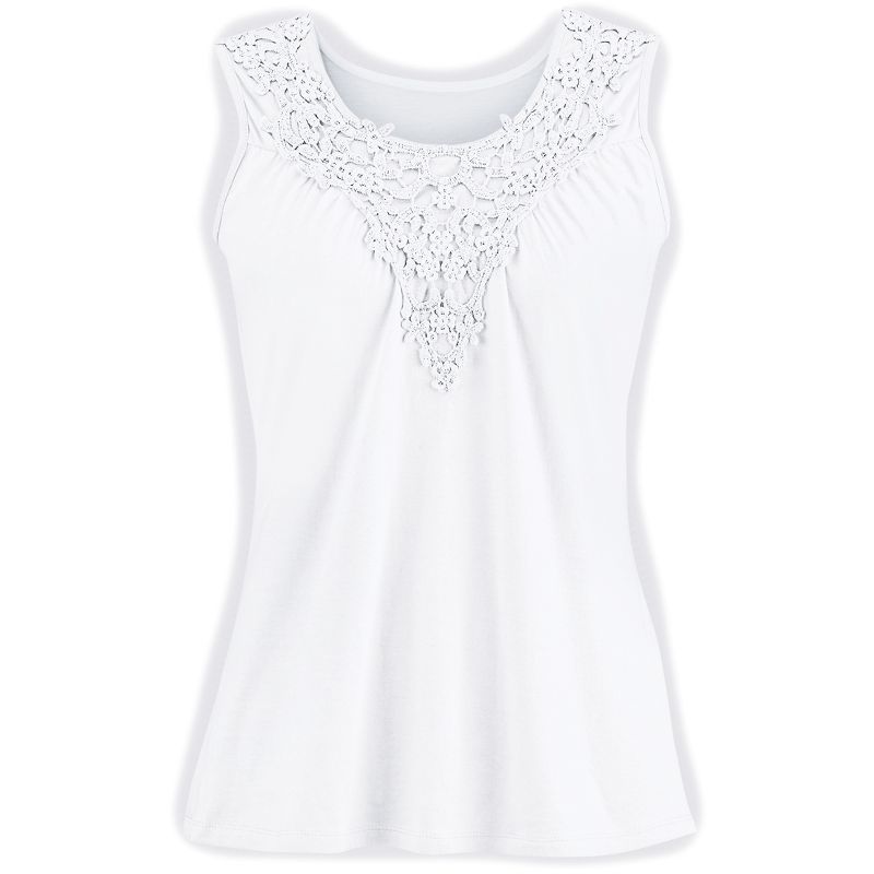 Collections Etc Beautiful Lace Trim Tank Top, 1 of 6