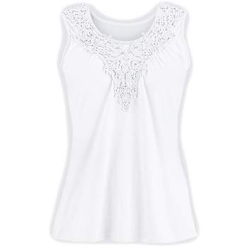 Collections Etc Beautiful Lace Trim Tank Top
