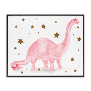 Stupell Industries Pink Dinosaur with Gold Stars, 30" x 24" - 1 of 4