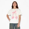 Women's Skulls Bow Oversized Graphic T-Shirt - White - 2 of 3