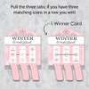 Big Dot of Happiness Pink Winter Wonderland - Holiday Snowflake Birthday Party and Baby Shower Game Pickle Cards - Pull Tabs 3-in-a-Row - Set of 12 - 3 of 4