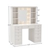 Makeup Vanity Table with 11 Drawers, Bedside Cabinet Vanity Desk with Touch Control Brightness Adjustable LED Mirror, Hidden Wiring - 3 of 4