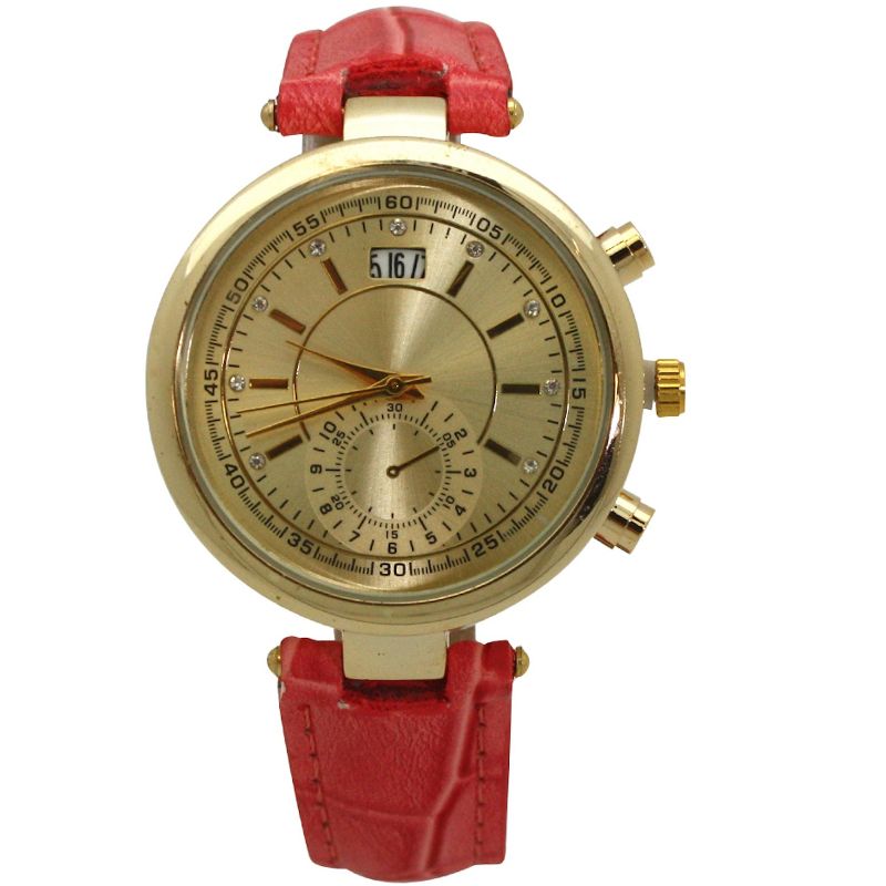 OLIVIA PRATT MULTICOLORED GOLD FACE LEATHER STRAP WATCH, 1 of 7