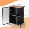 Costway Mobile Serving Cart Metal Kitchen Trolley w/Transparent Single Door Cabinet - 4 of 4
