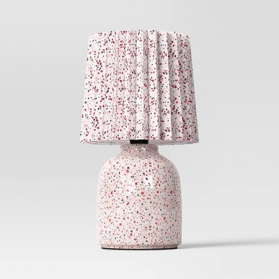 Mini Printed Ceramic Base Table Lamp With Printed Pleated Shade Ruby ...