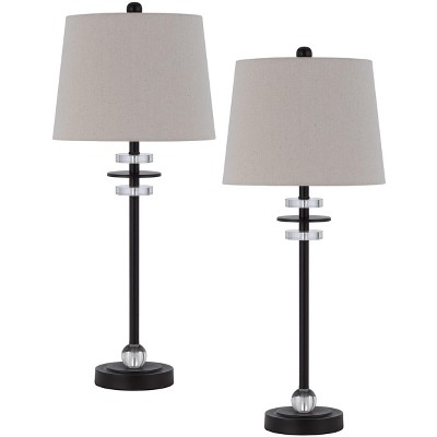 Cal Lighting BO-3093BF-2 60W Sitka Buffet Lamp with Crystal Accent Font and Hardback Taper Drum Fabric Shade (Sold As Pairs)