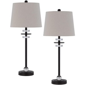 Cal Lighting BO-3093BF-2 60W Sitka Buffet Lamp with Crystal Accent Font and Hardback Taper Drum Fabric Shade (Sold As Pairs) - 1 of 4