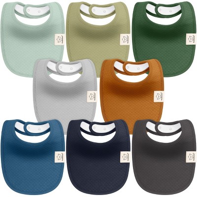 Image of KeaBabies 8pk Organic Quin Baby Bibs for Drooling and Teething, Cotton Drool Bibs, Newborn Baby Boys, Baby Girls Bibs (Hunter)