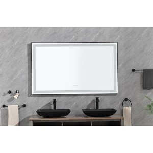 60 x 36 Inch Lighted Bathroom Wall Mounted Mirror with 3 High -Fog Control for Up Dressing Bathroom White - 1 of 4