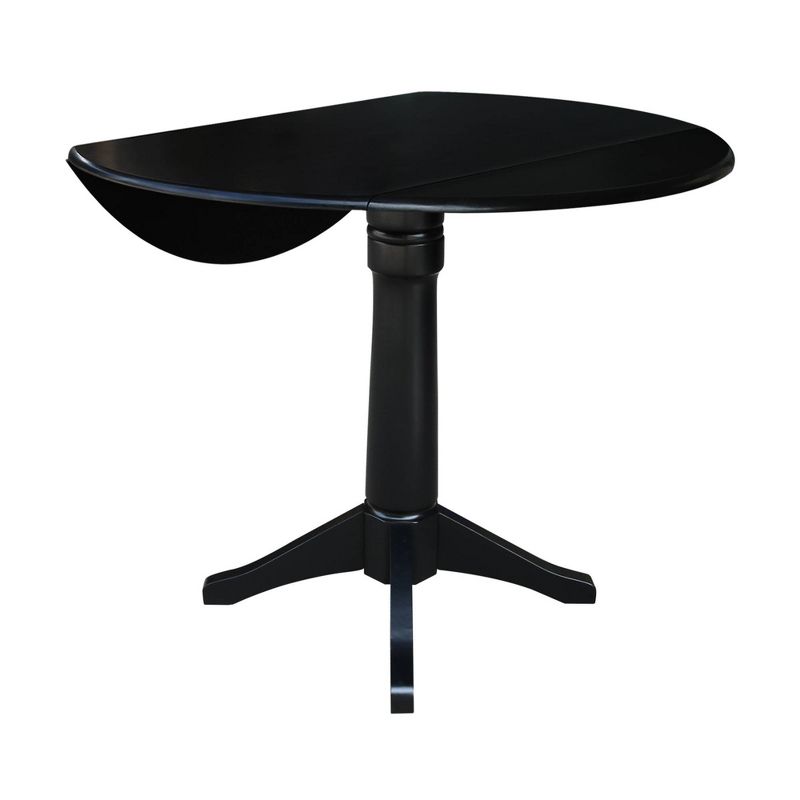 Sandon Round Dual Drop Leaf Pedestal Table Black - International Concepts, 5 of 10