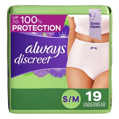 Always Discreet Adult Postpartum Incontinence Underwear for Women - Maximum Protection - S/M - 19ct