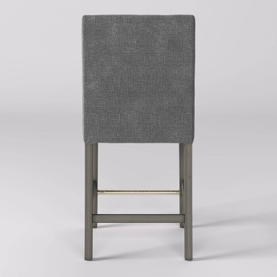 Laura Gray Fabric and Wood Counter Height Barstool with Steel Footrest