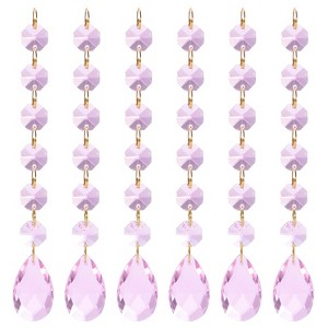 Unique Bargains Crystal Teardrop Octagon Beads Shiny Glass Pendants 6 Pcs - 1 of 4