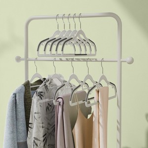 50-Pack Heavy Duty Plastic Hangers with Non-Slip Coating & 360° Swivel Hooks, Space Saving Closet Organizers, Ties, White and Dark Gray - 1 of 4