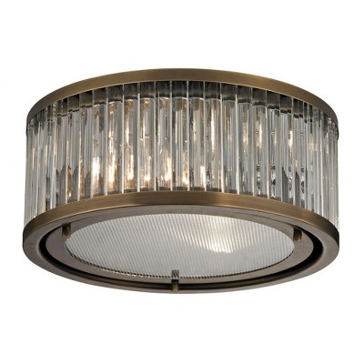 Elk Home Linden Manor 2 - Light Flush Mount in  Aged Brass