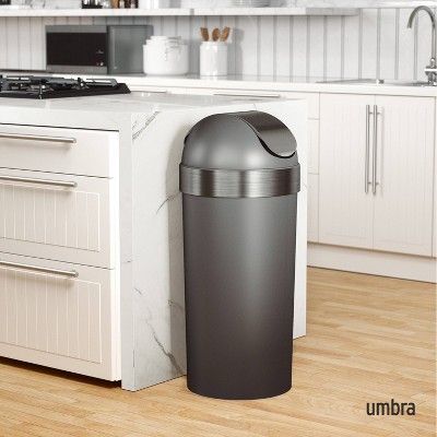 Pewter 16-Gallon Swing Top Kitchen Trash Can