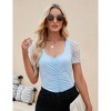 Women's Square Neck Mesh Panel Blouse Delicate Sheer Accent Top for Parties, Dates Everyday Elegance - 4 of 4