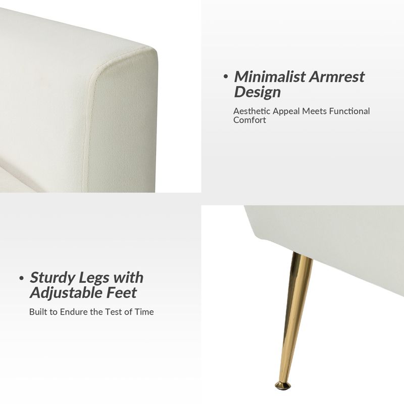 Maris Velvet Tufted  Living Room Armchair with Metal Base and angular frame backrest  | Karat Home, 3 of 11