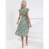 Coolmee Women Summer Boho Floral Casual V Neck Small Flying Sleeve A-Line Maternity Ruffled Midi Dress - 4 of 4