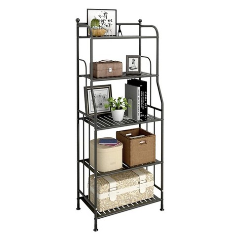Nathan James Theo Industrial 5-Shelf Reclaimed Wood Ladder Bookcase with Oak Open Shelves and Black Metal Frame